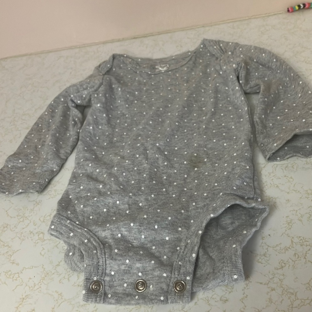 Carters Gray Polka Dot Kids One Piece 9 months
